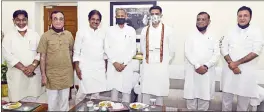  ??  ?? Rajasthan CM Ashok Gehlot along with Sachin Pilot and other senior Congress leaders in Jaipur.