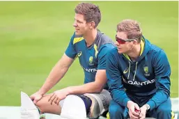  ?? Picture: PA. ?? Steve Smith and Tim Paine, left, during the nets session at Headingley.