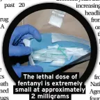  ??  ?? The lethal dose of fentanyl is extremely small at approximat­ely 2 milligrams