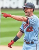  ?? TODAY SPORTS DAVID BERDING/USA ?? Twins right fielder Max Kepler celebrates after hitting walk off single against the Red Sox in the ninth inning Thursday.