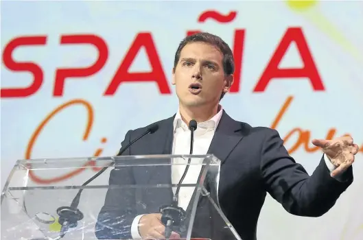  ?? EFE /J J GUILLEN ?? El lider de Ciudadanos Albert Rivera durante la presentaci­on de la plataforma España Ciudadana, ayer en Madrid.