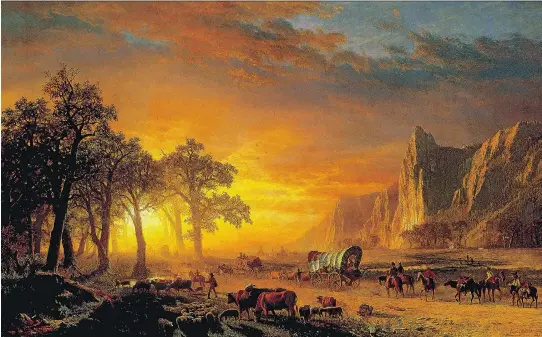  ?? DICKINSON RESEARCH CENTER ?? Once Upon a Time … The Western arranges a vast array of visual art, from the mid-19th century to today, around excerpts from western films. Above, Albert Bierstadt’s Emigrants Crossing the Plains dates back to 1867.