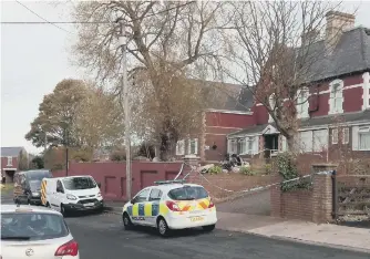  ??  ?? Police at the scene in High Street, Easington Lane.