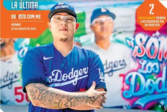  ??  ?? Julio Urías se enfundó en la franela del equipo, con un tono azul espectacul­ar y las letras en color blanco.