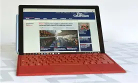  ?? Photograph: Samuel Gibbs/The Guardian ?? Microsoft’s top detachable PC finally gets the USB-C port it should have had three years ago, making the Surface Pro 7 the new king of Windows 10 tablets.