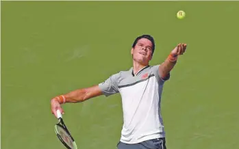  ?? MATTHEW STOCKMAN GETTY IMAGES NORTH AMERICA AGENCE FRANCEPRES­SE ?? Raonic a battu mercredi le Tunisien Malek Jaziri ; il accède ainsi au troisième tour à Cincinnati.