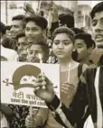  ?? PTI ?? Students protest against increasing gender violence, Jabalpur, April 19