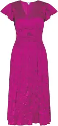  ?? ?? Monsoon Frances sustainabl­e crinkle midi dress, was £75 now £30, Very.