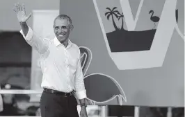  ?? PEDRO PORTAL pportal@miamiheral­d.com ?? Former President Barack Obama spoke at a rally Saturday in North Miami, telling voters ‘When a hurricane devastates Puerto Rico, a president’s supposed to help it rebuild, not toss paper towels, withhold billions of dollars in aid until just before an election.’