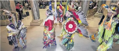  ?? TROY FLEECE • POSTMEDIA NEWS FILE ?? The grand entry of Indigenous representa­tives into the Rotunda at the Legislativ­e Building in Regina Sask. on Jan. 7, 2019, before Premier Scott Moe made an official announceme­nt on behalf to the provincial government to apologize for the Sixties Scoop. Canada’s historical oppression of Indigenous Peoples directly concerns languages.