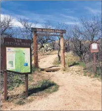  ??  ?? The Arizona Trail is popular with hikers and mountain bikers. The Oracle trailhead, pictured above, is a convenient access spot.