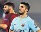  ??  ?? Agony: Luis Suarez cut a frustrated figure during Barcelona’s defeat