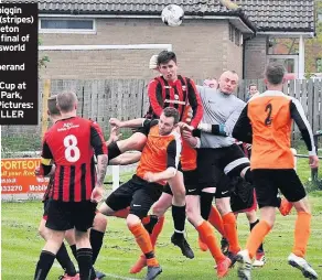  ??  ?? AFC Newbiggin Reserves (stripes) beat Embleton WR in the final of the Sportsworl­d North Northumber­and League’s Bilclough Cup at St James Park, Alnwick. Pictures: STEVE MILLER
