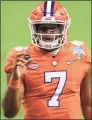  ?? Icon Sportswire via Getty Images ?? Clemson quarterbac­k Taisun Phommachan­h warms up before the Allstate Sugar Bowl College Football Playoff Semifinal against Ohio State on Jan. in New Orleans.