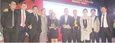  ??  ?? The 62nd Annual National Mine Safety and Environmen­t Conference awarding ceremony was attended by the leaders and officers of the Apo Cement Corp. which include Atty. Maria Virginia Eala (3rd from right), Vice President for Human Resources and Gery Rota (right), Director of Apo Cement Plant. Fernando Enriquez, Vice President for Operations and Technology, also flew all the way from Colombia to grace the event.