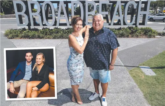  ?? Main picture: GLENN HAMPSON ?? Hospitalit­y identity Tony Rigas (main, right) and entertainm­ent promoter Sue Porrett are teaming up for an ambitious project at the former East nightclub site in Broadbeach. It comes 10 months after he moved on from Love Nightlife, sold to Elliott Wicks (inset) pictured with Sanna Tammila.