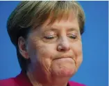  ?? (Hannibal Hanschke/Reuters) ?? GERMAN CHANCELLOR Angela Merkel at a news conference yesterday.