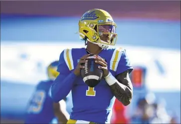  ?? Kelvin Kuo Associated Press ?? UCLA QUARTERBAC­K Dorian Thompson-Robinson made progress on the field last season and now is looking to be a team leader off it. This fall, the Bruins will seek their first winning season under coach Chip Kelly.