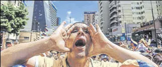  ?? AFP FILE ?? A supporter of Venezuelan opposition leader Juan Guaido shouts during a rally in Caracas.