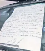  ?? ?? SORRY: A Gulf cartel faction turns over an apology note (above) and five members (left) it blames for the kidnapping of (top to bottom) Latavia McGee, Eric Williams, Shaheed Woodard and Zindell Brown that left Woodard and Brown dead.