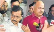  ?? SONU MEHTA/HT PHOTO ?? CM Arvind Kejriwal and deputy CM Manish Sisodia outside the assembly, in New Delhi on Tuesday.
