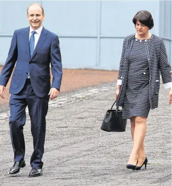  ?? PHOTO: DAMIEN EAGERS/PA ?? Common goals: Taoiseach Micheál Martin with Northern Ireland First Minister Arlene Foster.