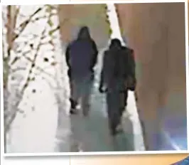  ??  ?? In video released by police and thought to be related to January attack on Jussie Smollett (right), two men are seen on a Chicago sidewalk.