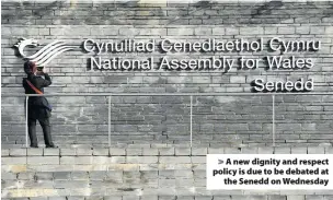  ??  ?? &gt; A new dignity and respect policy is due to be debated at the Senedd on Wednesday