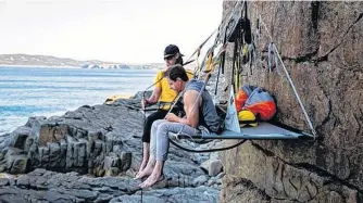  ?? CONTRIBUTE­D PHOTO ?? Donny Love went rock climbing in Flatrock with guide and experience­d climber Terry Day as part of Love’s TV show “Adventures Unknown: Newfoundla­nd and Labrador.”