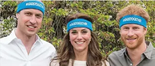  ??  ?? Headliners: William, Kate and Harry all supported charity Heads Together