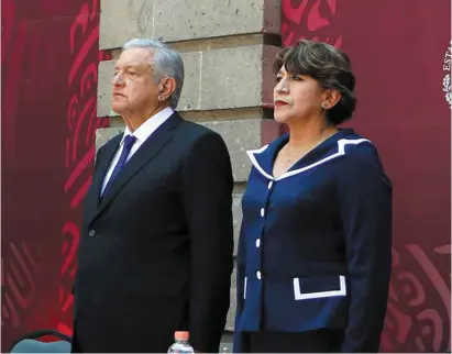  ?? ?? ACTO.
El presidente Andrés Manuel López Obrador y la titular de la SEP, Delfina Gómez, ayer.