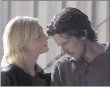  ?? COURTESY of BROAD GREEN PICTURES ?? Christian Bale (right), with Cate Blanchett, heads the cast of Terrence Malick’s “Knight of Cups.”