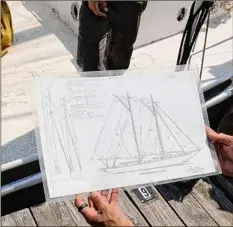  ?? ?? A blueprint of the Apollonia. The schooner is 64 feet long with a 15-foot beam and is capable of carrying 20,000 lbs of cargo.