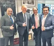  ??  ?? From left: Atul Chordia, Donald Trump, Sagar Chordia and Kalpesh Mehta in Trump’s office in Washington last week. FROM TWITTER