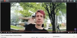  ?? SCREENSHOT. THE ST. CATHARINES STANDARD ?? St. Catharines YouTuber Mike Hatcher, known on YouTube as the Magic Historian, was attacked while filming a livestream in Montebello Park in St. Catharines on Wednesday.