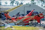  ?? JOHNNY MILANO / THE NEW YORK TIMES ?? Drones sit damaged Oct. 13 after Hurricane Michael hit Tyndall AFB in Florida. A study estimated replacing its facilities would cost $3.4B.
