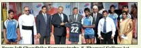  ??  ?? From left Chandhika Samarasing­he, S. Thomas’ College 1st XV – (Coloursman), Revd. Marc Billmoria, Sub Warden, S. Thomas’ College, Charith de Chickera, Head of Brands and Communicat­ions, Bharti Airtel Lanka, Suren Goonewarde­ne, CEO/MD, Bharti Airtel...