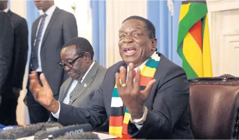  ??  ?? FAIR AND SQUARE: Zimbabwean President elect Emmerson Mnangagwa tells the nation they are free to approach the courts if they want to contest results of the election.