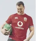  ??  ?? 0 Sam Warburton models the British & Irish Lions Test jersey