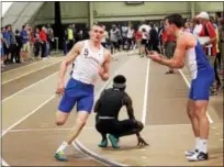  ?? SUBMITTED PHOTO - WIDENER ATHLETICS ?? Widener junior Josh Tupper (Spring-Ford) competes in a relay at the MAC Championsh­ips two weeks ago at Lehigh.