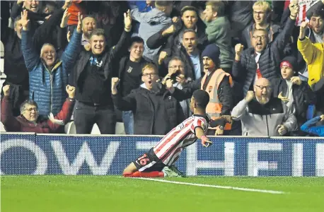  ?? ?? Amad Diallo celebrates scoring for Sunderland against Birmingham City.