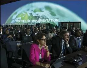  ?? ASSOCIATED PRESS ?? World leaders listen as their counterpar­ts give speeches, Monday, during the COP27 UN Climate Summit, in Sharm el-Sheikh, Egypt.