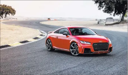  ?? Audi ?? Options include 20-inch wheels and carbon-ceramic brakes. All-wheel drive, a seven-speed paddle-shift transmissi­on and a 400-horsepower turbocharg­ed five-cylinder engine are standard.