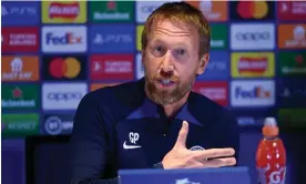  ?? Photograph: Darren Walsh/Chelsea FC/Getty Images ?? Graham Potter’s pre-match press conference doubled up as his unveiling as Chelsea’s new head coach.