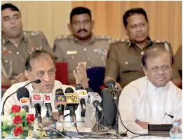  ??  ?? Speaker Karu Jayasuriya also in the forefront of the mission to restore ethnic harmony visited Kandy leading an All-Party delegation. Police Chief Pujith Jayasunder­a, at the centre of criticism, was also with them