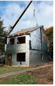  ??  ?? Above: Opting for an offsite constructi­on method, such as structural insulated panels (SIPS), can be a way to keep time on site to a minimum, with the components craned in. Sips Eco Panels (www.sipseco panels.co.uk) supplied the system for this home