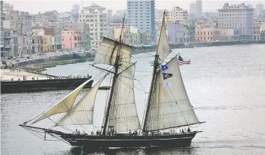  ?? AP PHOTO/FRANKLIN REYES ?? U.S.-flagged vessel Amistad arrives to the port of Havana on March 25, 2010. The ship was in Cuba to observe its 10th anniversar­y and commemorat­e the day in 1807 when the British Parliament outlawed the slave trade.