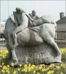  ??  ?? The iconic Michael Quaid’s ‘Horses and Riders’ was removed due to its size for the revamped Annabella Roundabout.