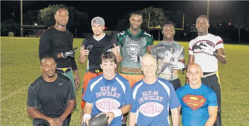  ?? PHOTO BY EMMETT HALL ?? Ely-M Jewelry recently captured the Pompano Beach Adult Flag Football League championsh­ip at Mitchell Moore Field. From left, front row: Ben Smith, Sergio Rok, Evan Marbin and E.C. Halperstei­n; and back row: Willis Wright, J.C. Rodriguez, Vincent...