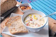  ?? GRETCHEN MCKAY/CHICAGO TRIBUNE ?? Served with a good bread, Summer’s End Corn Chowder is a satisfying meal.